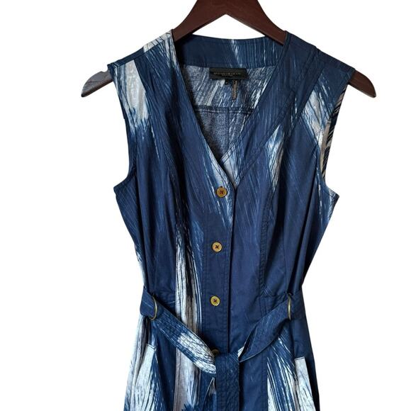 Donna Karan Belted Brush Stroke Print Dress Size XS NWT - Picture 3 of 6